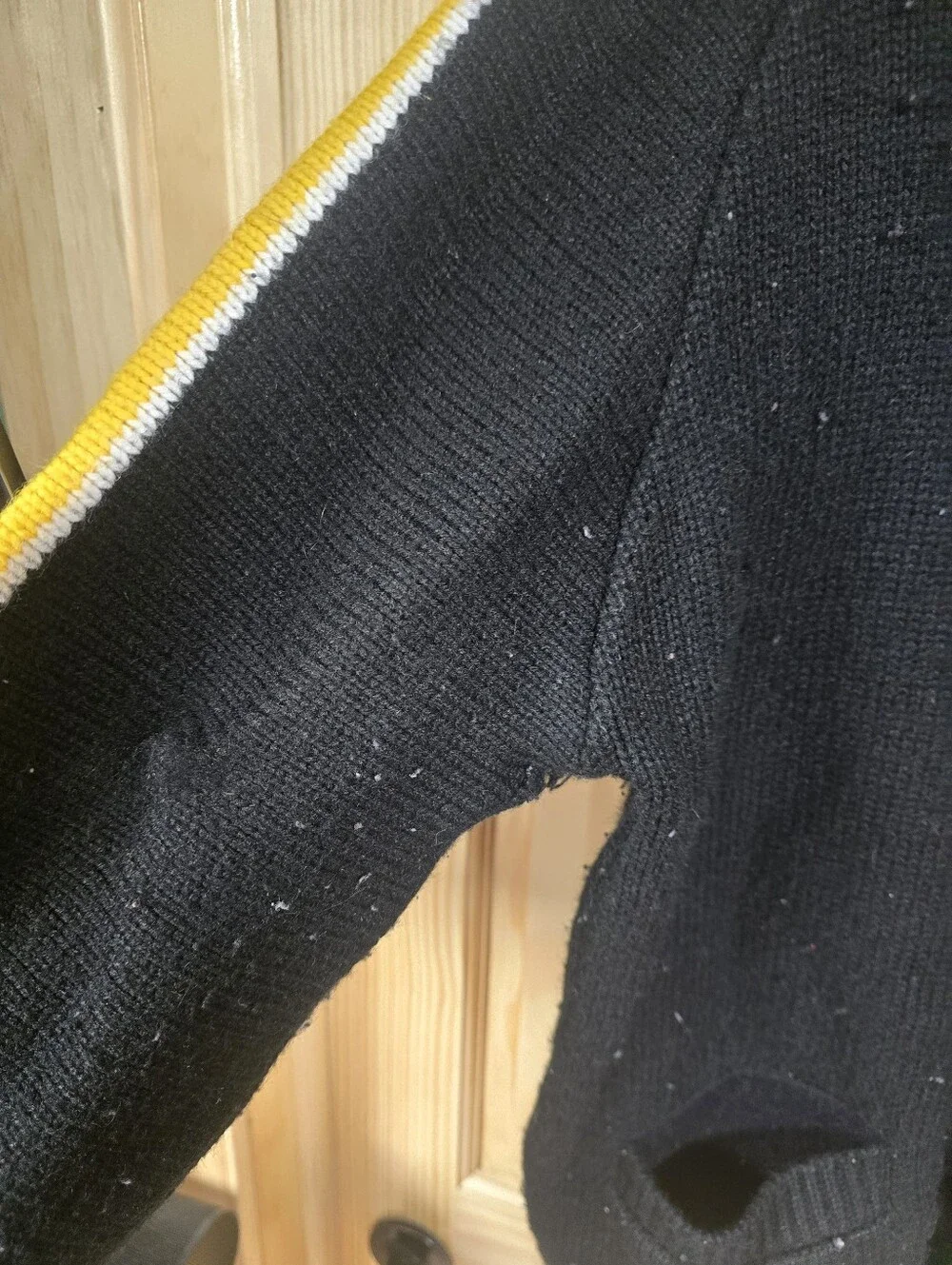 Men's Black Turtleneck Sweater with Contrast Stripe Detail
